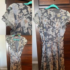 NEIMAN MARCUS SILK WRAP FLORAL DRESS SIZE 6